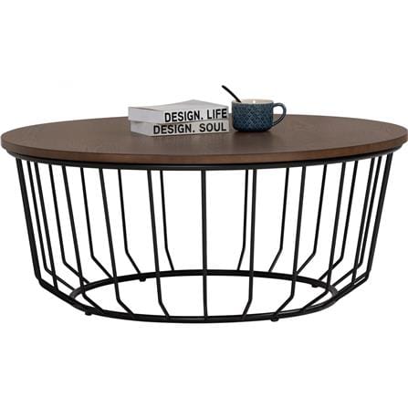 NESTHOUZ FLUX ROUND SIDE TABLE IN COCOA COLOUR TOP, MATT BLACK EPOXY LEG