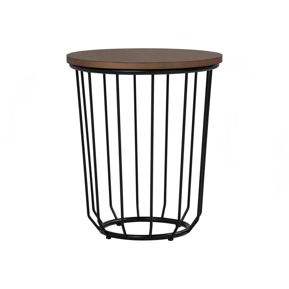 NESTHOUZ FLUX ROUND SIDE TABLE IN COCOA COLOUR TOP, MATT BLACK EPOXY LEG