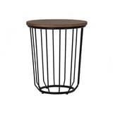 NESTHOUZ FLUX ROUND SIDE TABLE IN COCOA COLOUR TOP, MATT BLACK EPOXY LEG