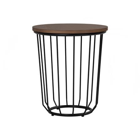 NESTHOUZ FLUX ROUND SIDE TABLE IN COCOA COLOUR TOP, MATT BLACK EPOXY LEG