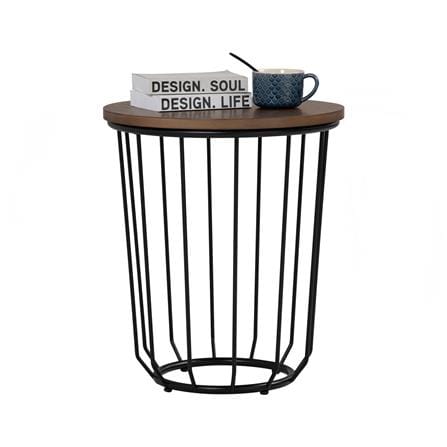 NESTHOUZ FLUX ROUND SIDE TABLE IN COCOA COLOUR TOP, MATT BLACK EPOXY LEG
