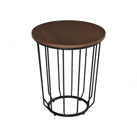 NESTHOUZ FLUX ROUND SIDE TABLE IN COCOA COLOUR TOP, MATT BLACK EPOXY LEG