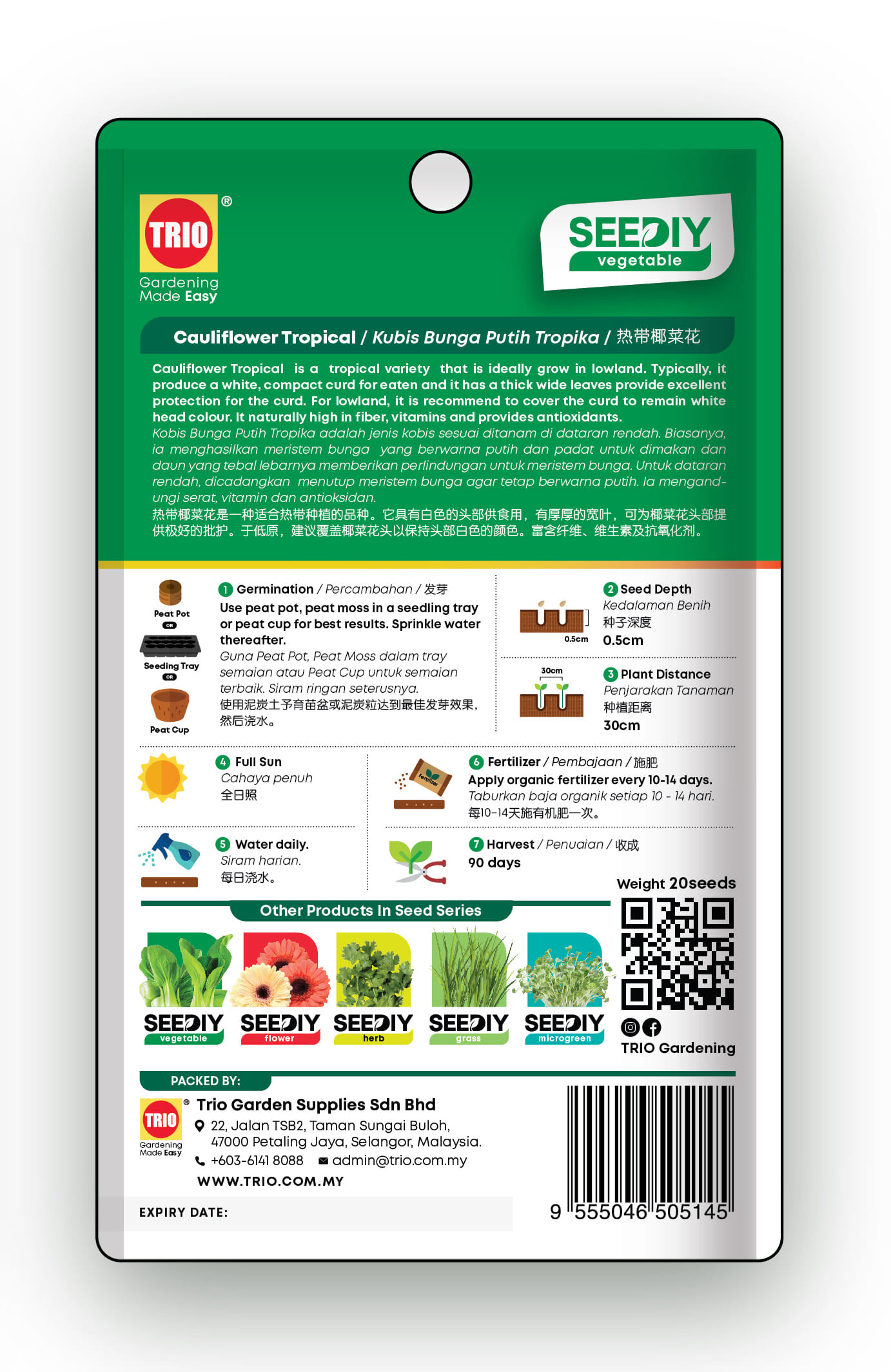 TRIO SEEDIY CAULIFLOWER TROPICAL SEED