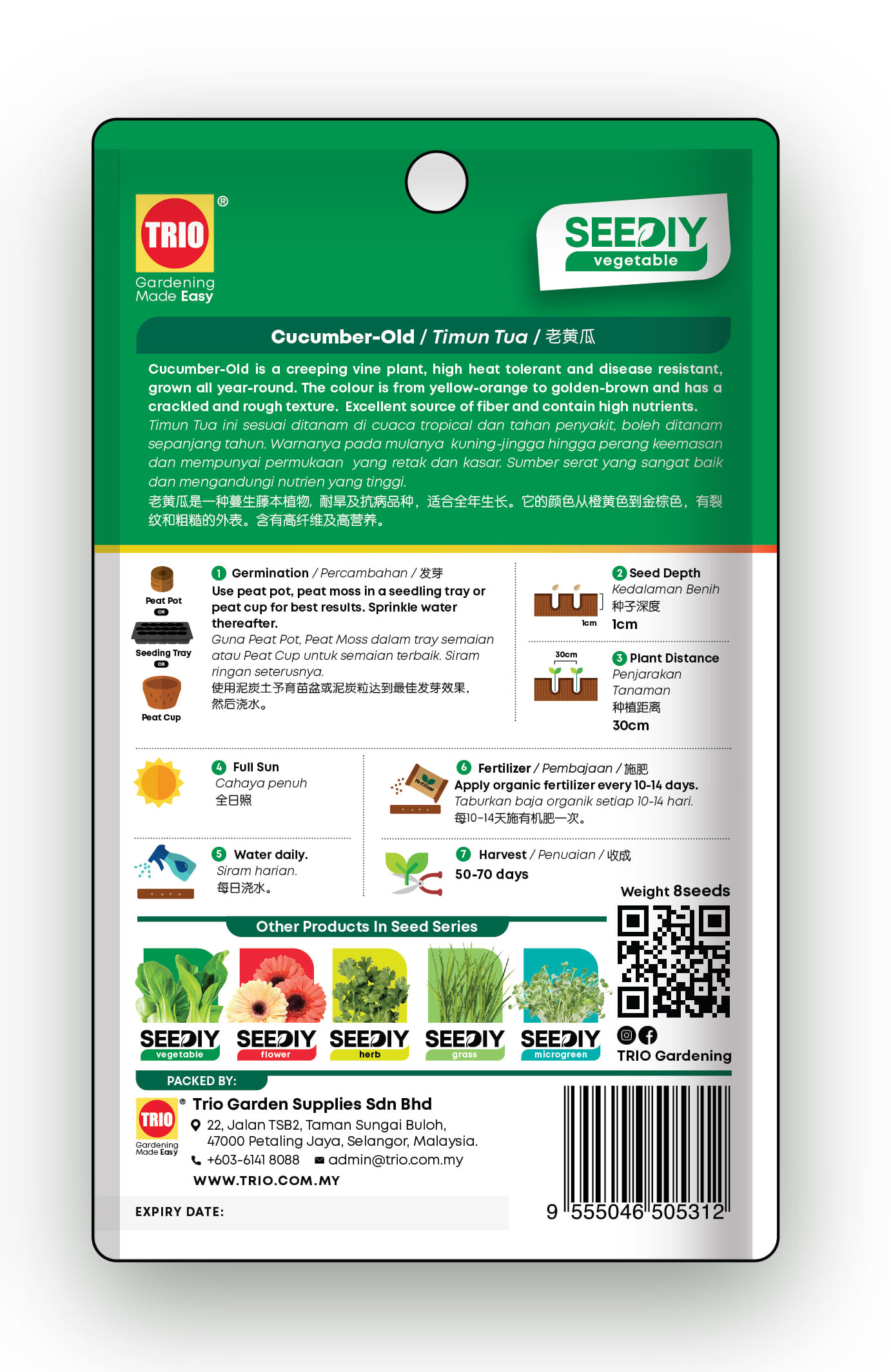 TRIO SEEDIY CUCUMBER-OLD SEED