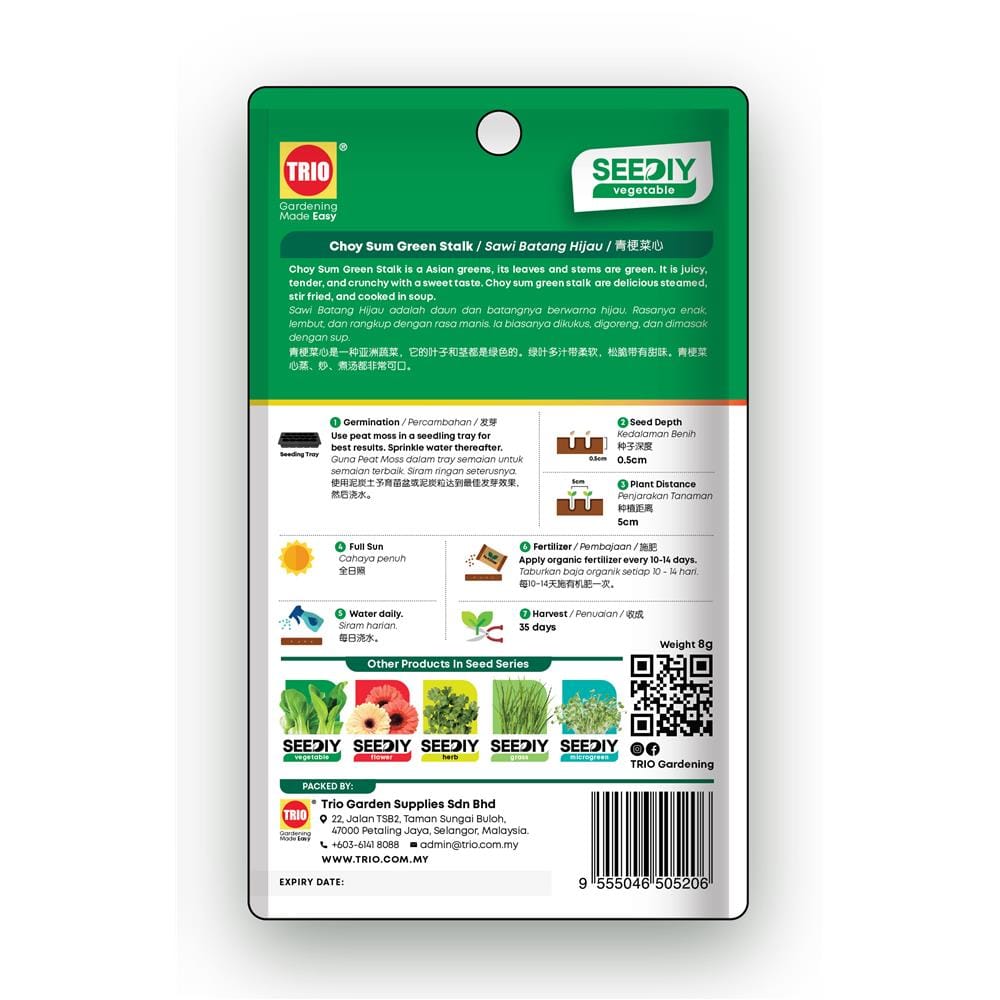TRIO SEEDIY CHOY SUM GREEN STALK SEED