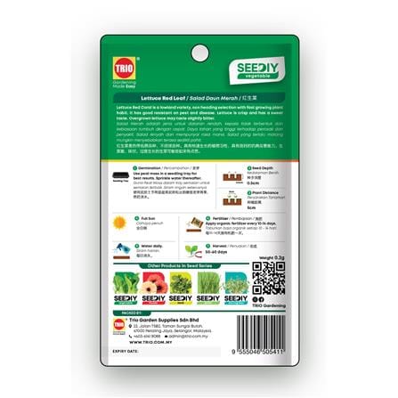 TRIO SEEDIY LETTUCE RED LEAF SEED