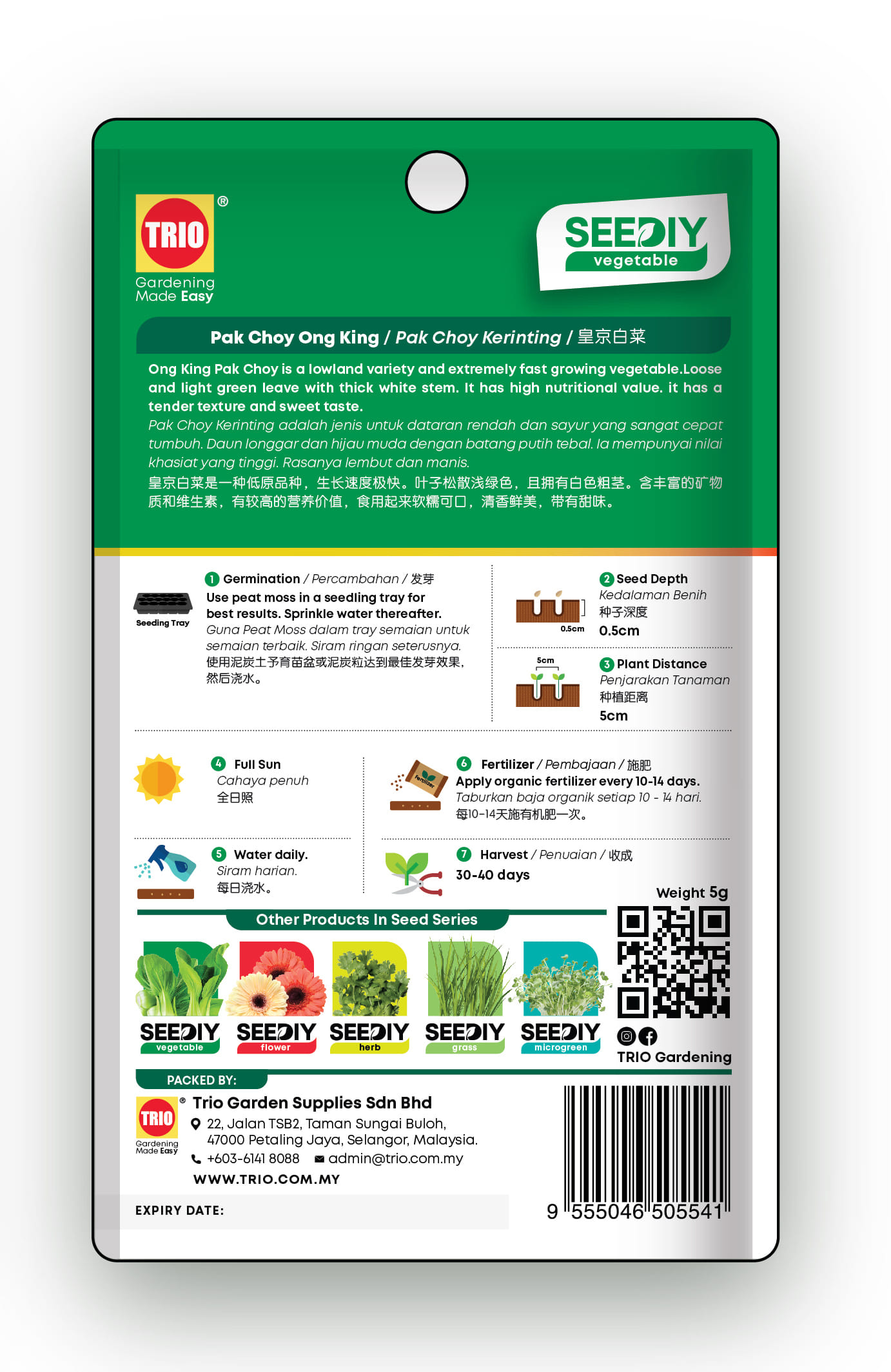 TRIO SEEDIY PAK CHOY ONG KING SEED