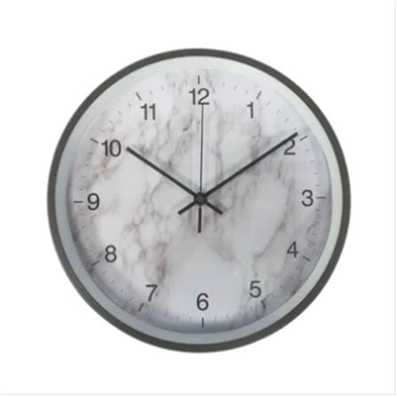 WALL CLOCK 12" GREY METAL SILENT MARBLE DIAL