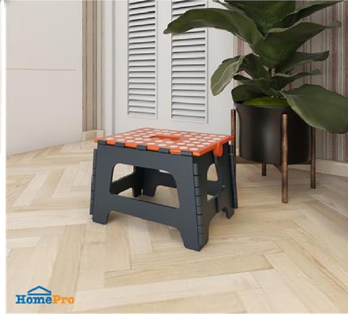 FURDINI BATHROOM FOLDABLE STOOL UNO-S_ORANGE/NAVY
