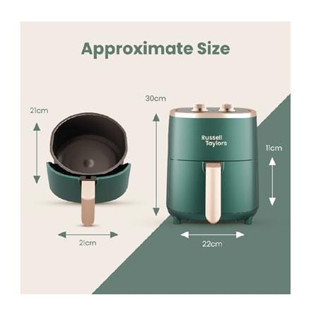 RUSSELL TAYLORS AIR FRYER Z1 GREEN 1200WATT 4.2LITER ANALOGUE