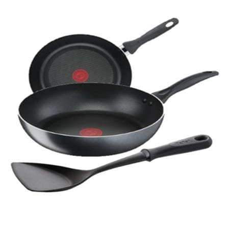 TEFAL COOK & CLEAN FP 20CM + 28CM BUNDLE SET B22506+B22502+K12909 -BLACK