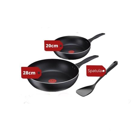 TEFAL COOK & CLEAN FP 20CM + 28CM BUNDLE SET B22506+B22502+K12909 -BLACK