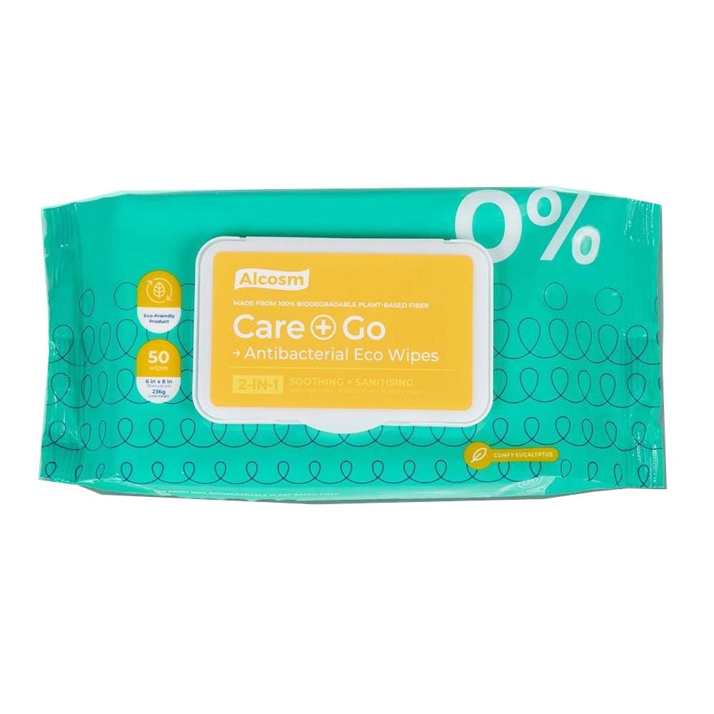 ALCOSM ANTIBACTERIAL ECO WIPES 50 SHEETS