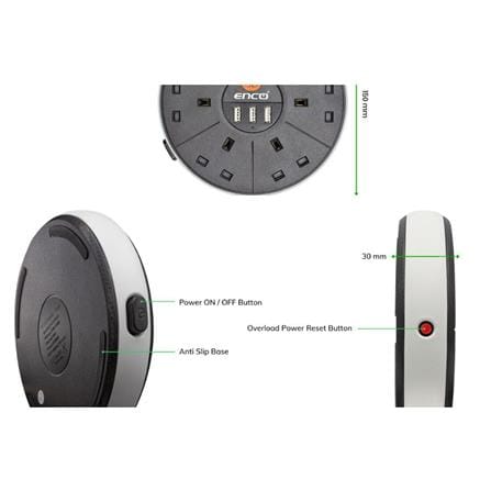 POWER STRIP   6G2M+3USB 3U6KBU ENCO ENCO