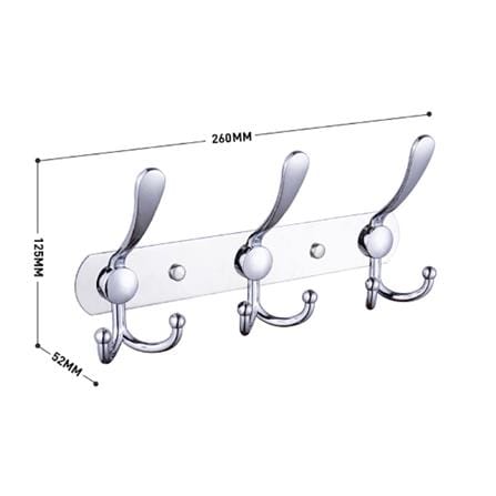 RASLAND HOOK 3HOOK RA BIGBEN-55 CHROME (H12.50XW26XD5.20 CM)
