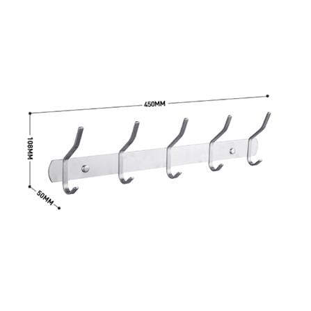 RASLAND 5 HOOK RA HOOK-LL-55 STAINLESS STEEL (H10.80XW45XD5 CM)