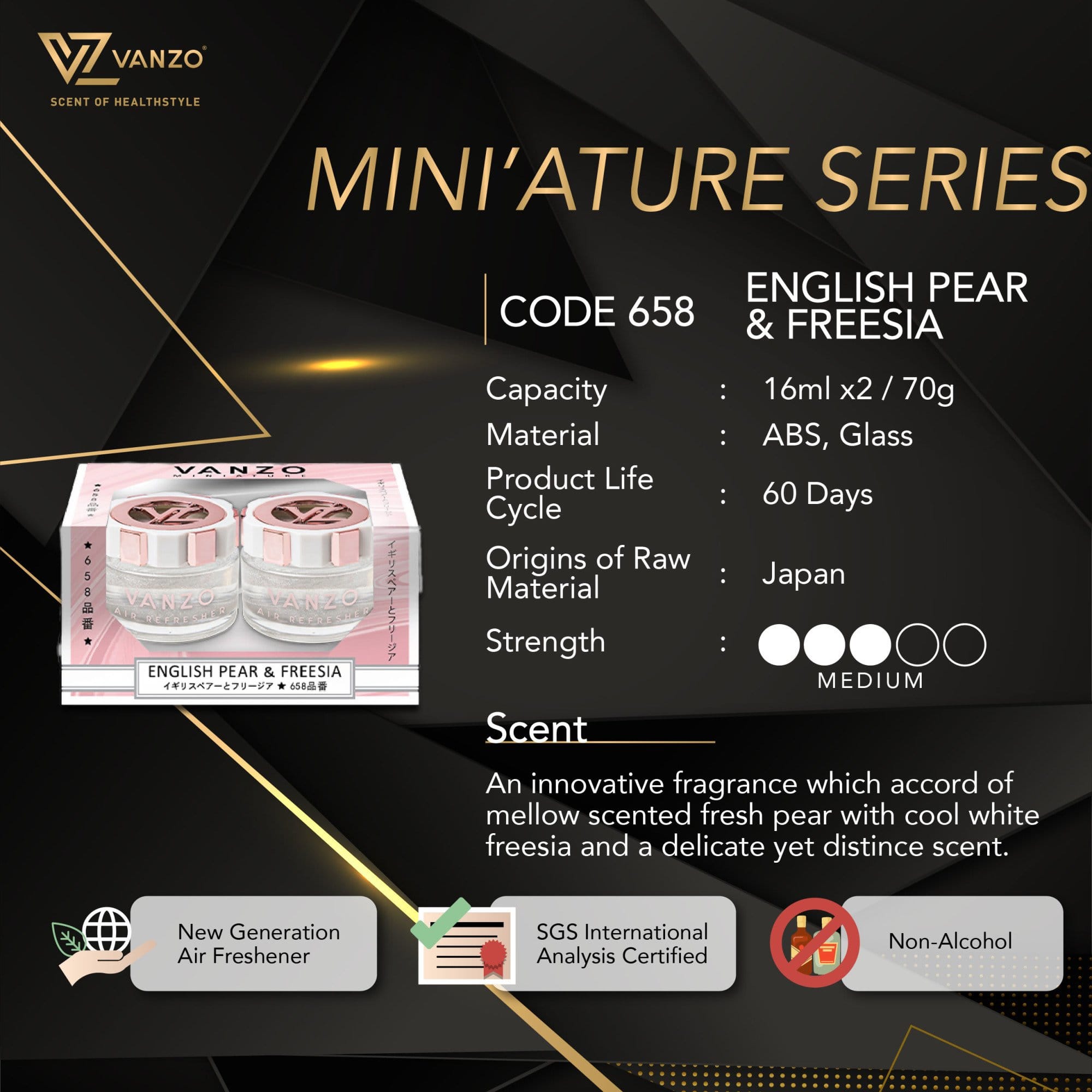 VANZO 'MINI'ATURE ENGLISH PEAR & FREESIA 658 PINK 2X16ML