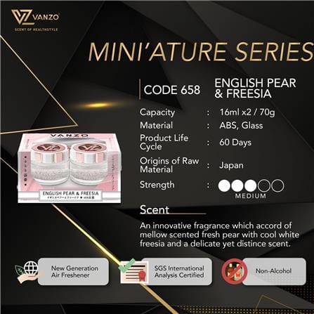 VANZO 'MINI'ATURE ENGLISH PEAR & FREESIA 658 PINK 2X16ML