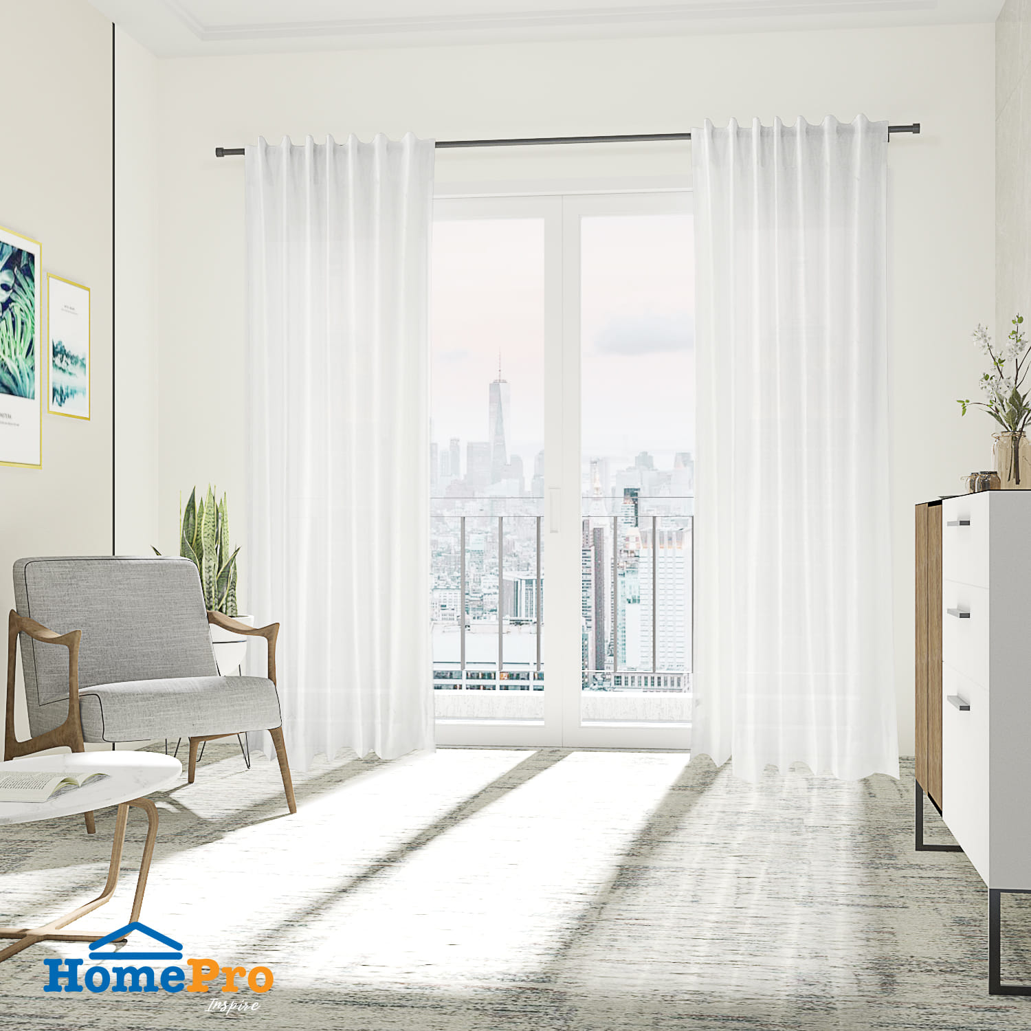 HLS SHEER CURTAIN HIDDEN TAP KURT 135X280CM WHITE