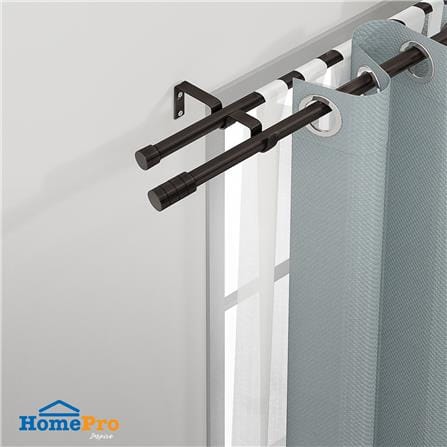 HLS DOUBLE CURTAIN ROD CANDERA 180-310CM DARK BROWN