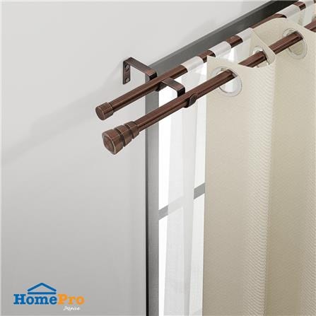 HLS DOUBLE CURTAIN ROD REEVER 180-310CM BROWN