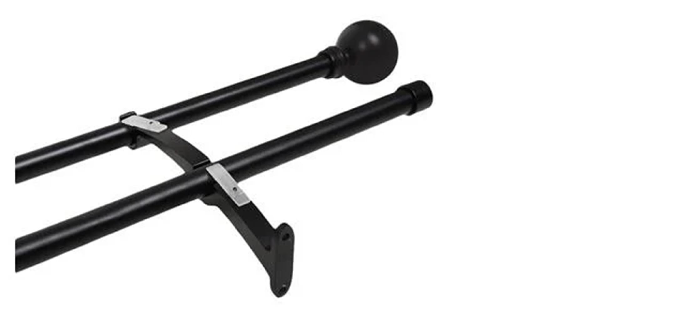 HLS DOUBLE CURTAIN ROD IRON BALL 110-210CM BLACK