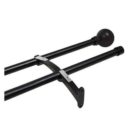 HLS DOUBLE CURTAIN ROD IRON BALL 110-210CM BLACK