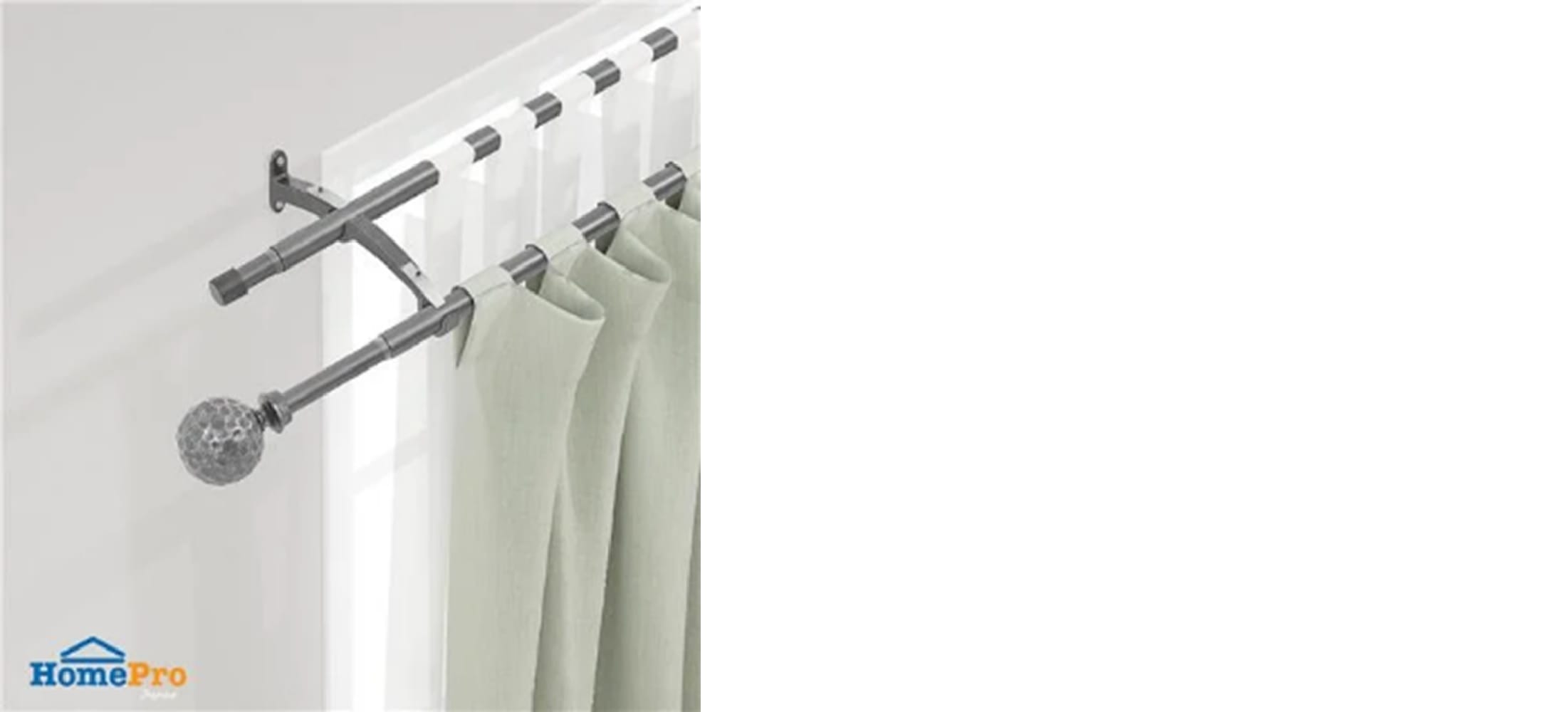 HLS DOUBLE CURTAIN ROD 19MM HAMMER 120-210CM CHARCOAL