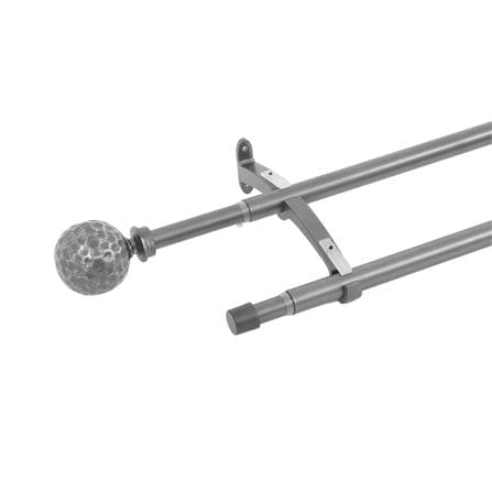 HLS DOUBLE CURTAIN ROD 19MM HAMMER 120-210CM CHARCOAL