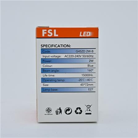 FSL LED PINGPONG BULB 2W E27 BLUE