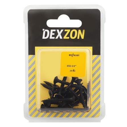 DEXZON TAPPING SCREW 6X1-1/4INCH 20EACH BLACK
