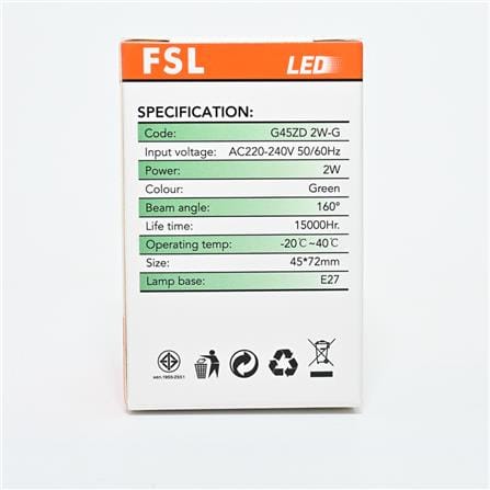 LED PINGPONG BULB 2W E27 GREEN FSL