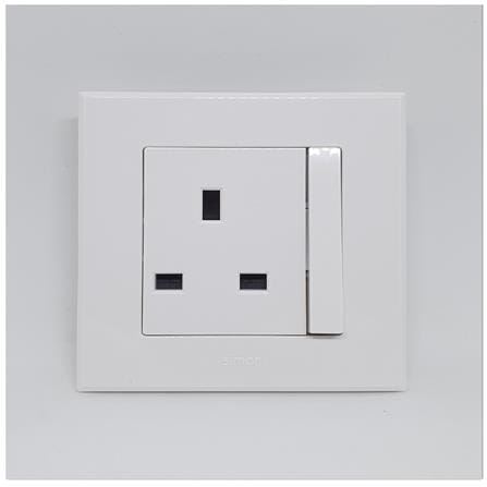 SWITCH SOCKET FLATPIN 1GANG 13A SIMON 301382B WHITE