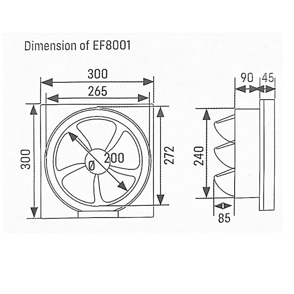 KHIND WALL VENTILATION FAN EF8001 8INCH 25WATT 1180RPM