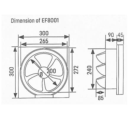 KHIND WALL VENTILATION FAN EF8001 8INCH 25WATT 1180RPM