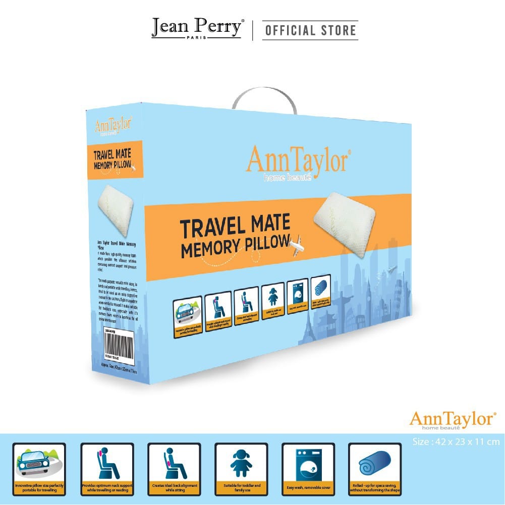 ANN TAYLOR PILLOW TRAVEL MATE MEMORY FORM 42X23X11CM WHITE