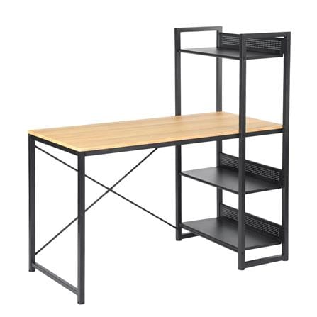 FURDINI OFFICE DESK TABLE WITH SHELVING UNIT ALASKA WOOD OAK
