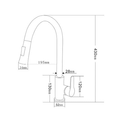 SORENTO PULL OUT SINK FAUCET MIXER SRTKT71-SS H42XW19.50XD12 CM