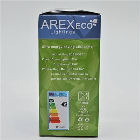 LED A65 ECO 15W 6500K E27 LEDE15D27 AREX
