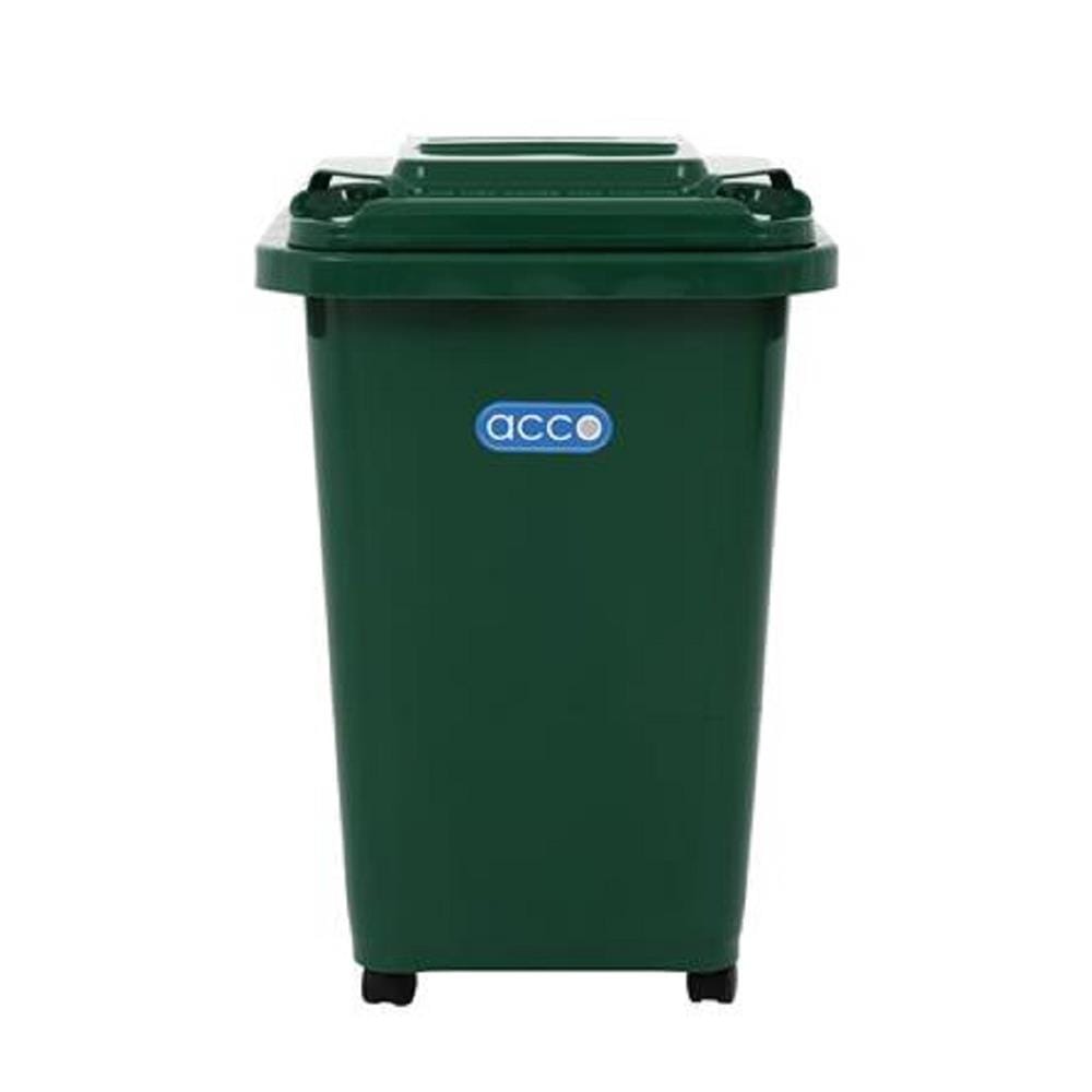 SQUARE DUSTBIN WITH WHEELS ACCO CLEAN 32L GREEN
