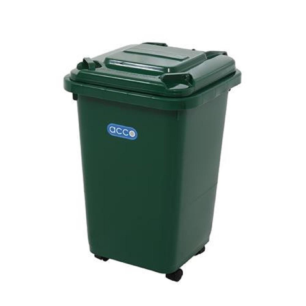 SQUARE DUSTBIN WITH WHEELS ACCO CLEAN 32L GREEN
