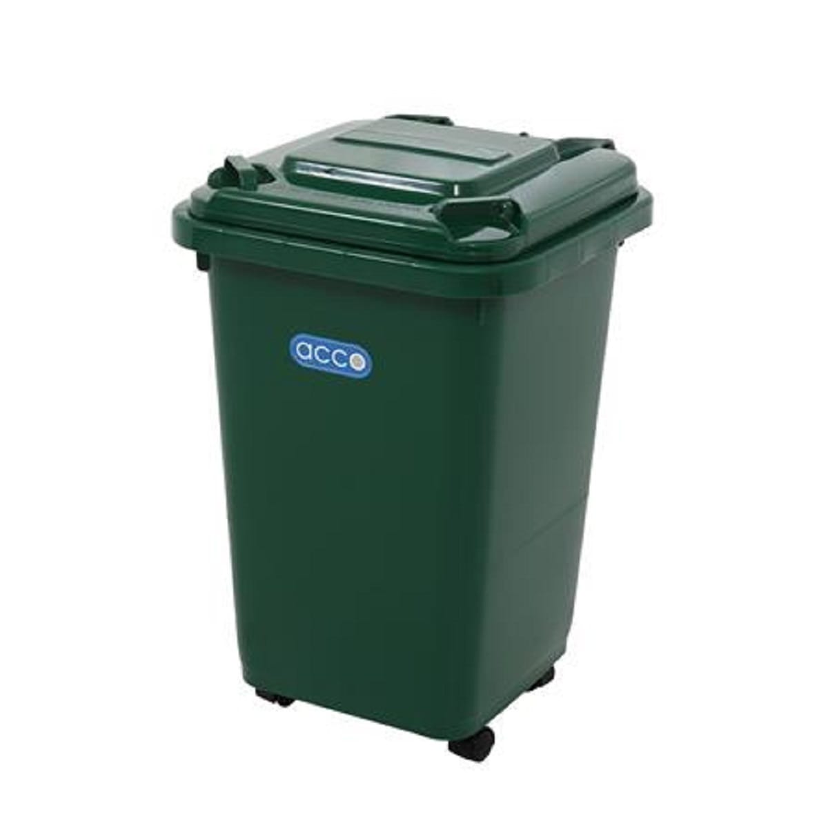 SQUARE DUSTBIN WITH WHEELS ACCO CLEAN 32L GREEN