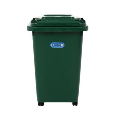 SQUARE DUSTBIN WITH WHEELS ACCO CLEAN 32L GREEN