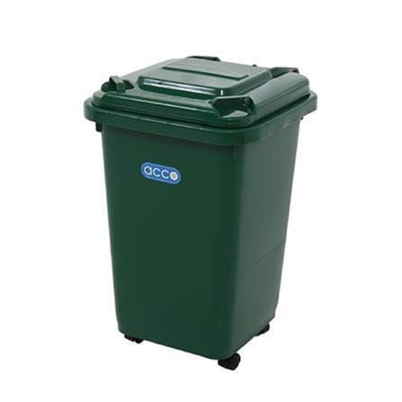 SQUARE DUSTBIN WITH WHEELS ACCO CLEAN 32L GREEN
