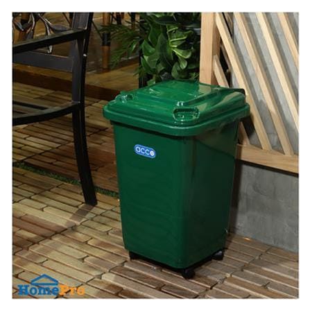 SQUARE DUSTBIN WITH WHEELS ACCO CLEAN 32L GREEN