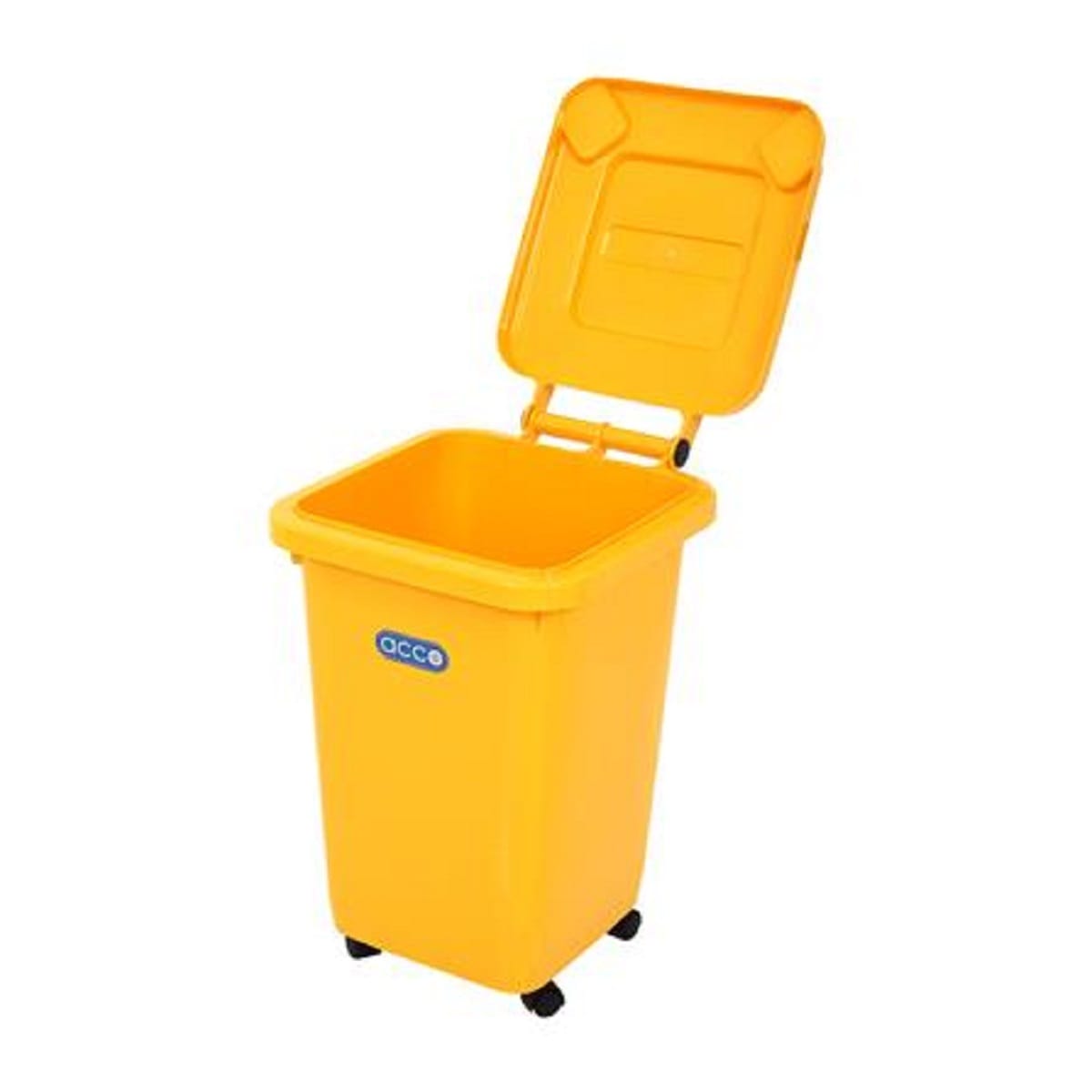SQUARE DUSTBIN WITH WHEELS ACCO CLEAN 32L YELLOW