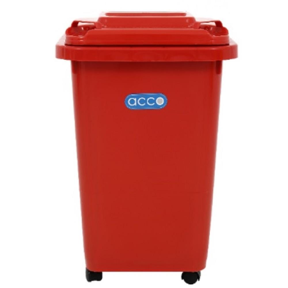 SQUARE DUSTBIN WITH WHEELS ACCO CLEAN 32L RED ACCO