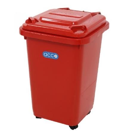SQUARE DUSTBIN WITH WHEELS ACCO CLEAN 32L RED ACCO