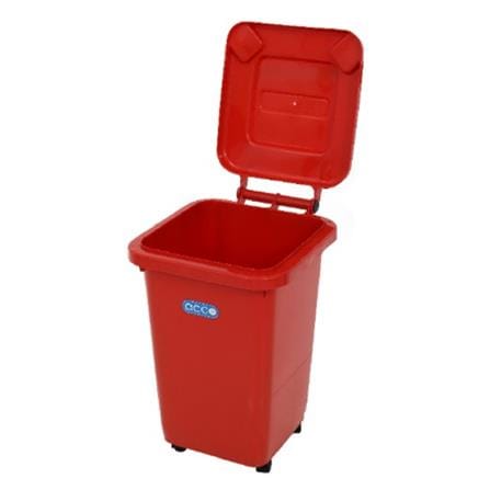 SQUARE DUSTBIN WITH WHEELS ACCO CLEAN 32L RED ACCO