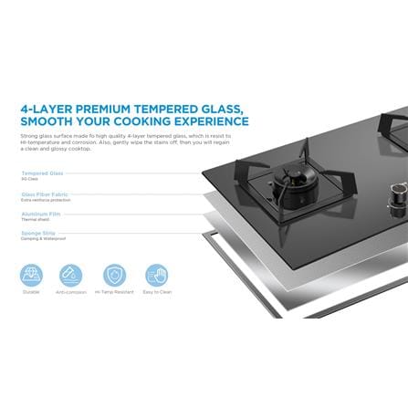 MIDEA GAS HOB MGH-4360GL 2BURNER 5.8KW 76CM